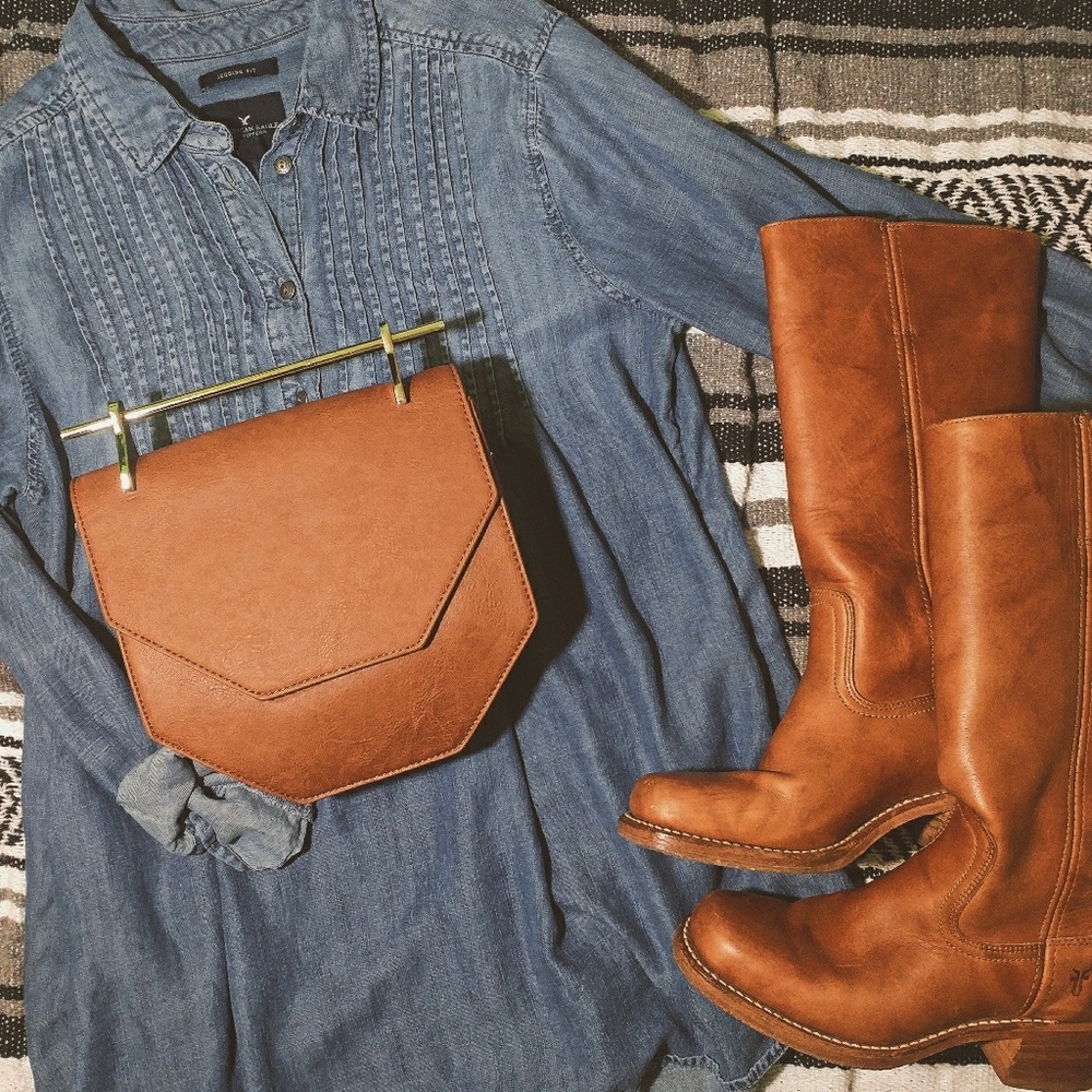Brown Hexagon Crossbody Bag